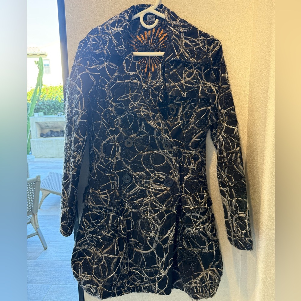 Desigual Black and White Pea Coat